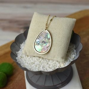 Abalone Teardrop Pendant Long Necklace